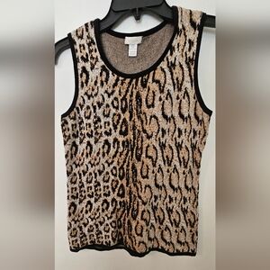 Chicos Vivid Cheetah Print Sweater Tank Top Size 0
